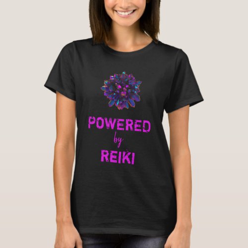  REIKI Pink Purple Crystal Sphere Women Black T_Shirt