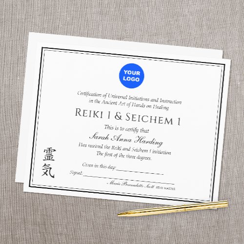 Reiki Practitioner Certificate of Completion Award