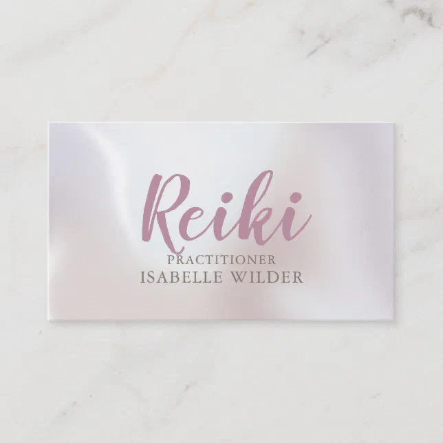Reiki Practitioner Script Irisdescent Pearl Business Card Zazzle