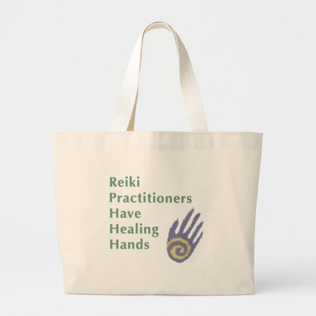 Reiki Practitioners Have Healing Hands Large Tote Bag (Front)