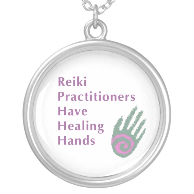 Reiki Practitioners Have Healing Hands Silver Plated Necklace (Front)