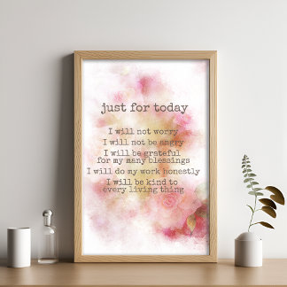 Reiki Prayer - 5 Daily Principles Poster