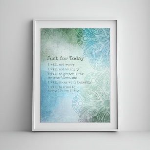 Reiki Prayer - 5 Daily Principles Poster