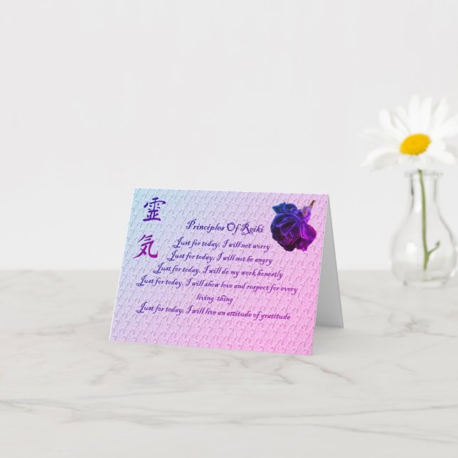 Reiki Principles And Symbol Blank Note Card (Small Plant)