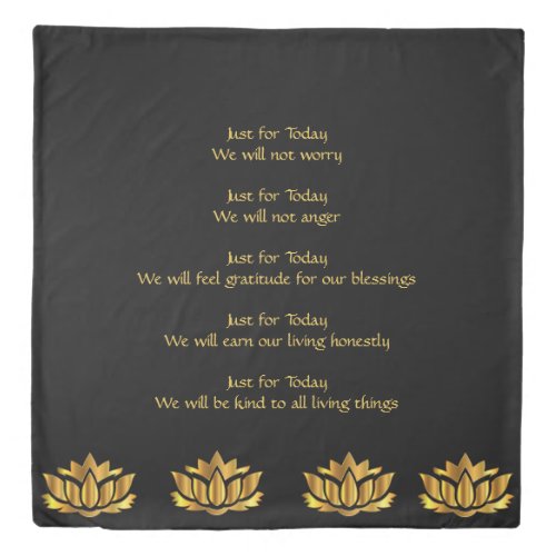 Reiki Principles BlackGold lotus Duvet Cover