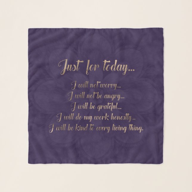 Reiki Principles- gold on purple lotus Scarf (Front)