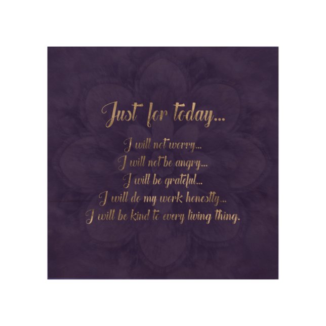 Reiki Principles- gold on purple lotus Wood Wall Art (Front)