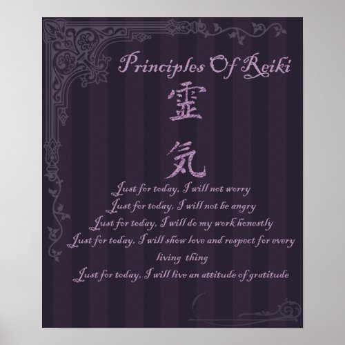 Reiki Principles Just For Today And Symbol  Poster