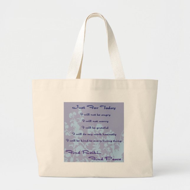 Reiki Principles Large Tote Bag (Front)