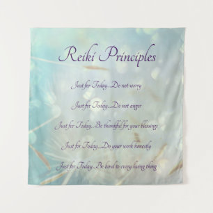 Reiki Principles Pale Blue design Tapestry
