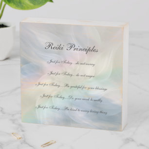 Reiki Principles pastel design Wooden Box Sign