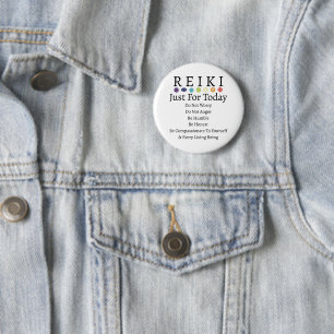 Reiki Principles Precepts White Button