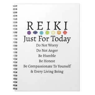 Reiki Principles Precepts White Notebook