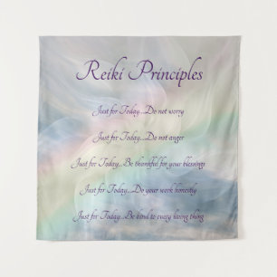 Reiki Principles Rainbow Mandala design Tapestry