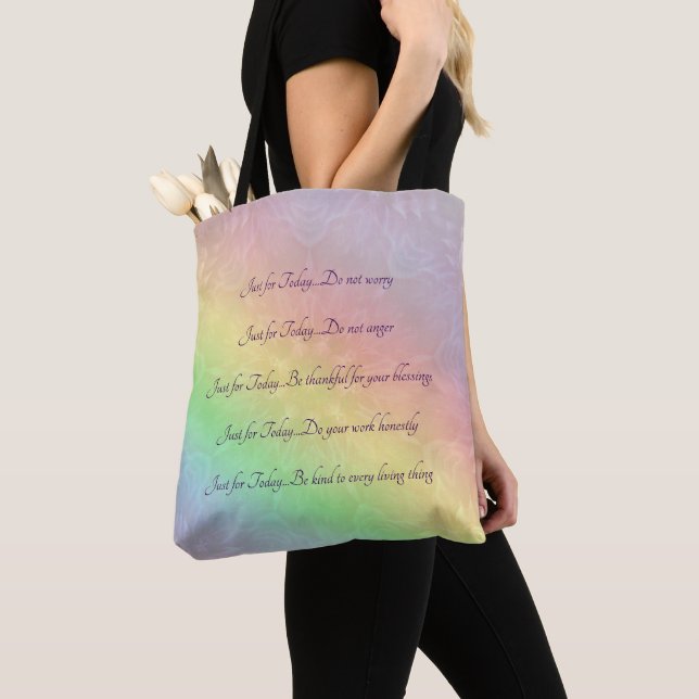 Reiki Principles Rainbow Mandala design Tote Bag (Close Up)