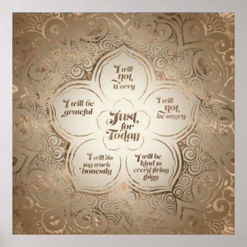 Reiki Principles _ Reiki Precepts Golden Sheer Poster