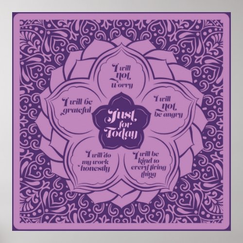 Reiki Principles _ Reiki Precepts in Lotus Poster