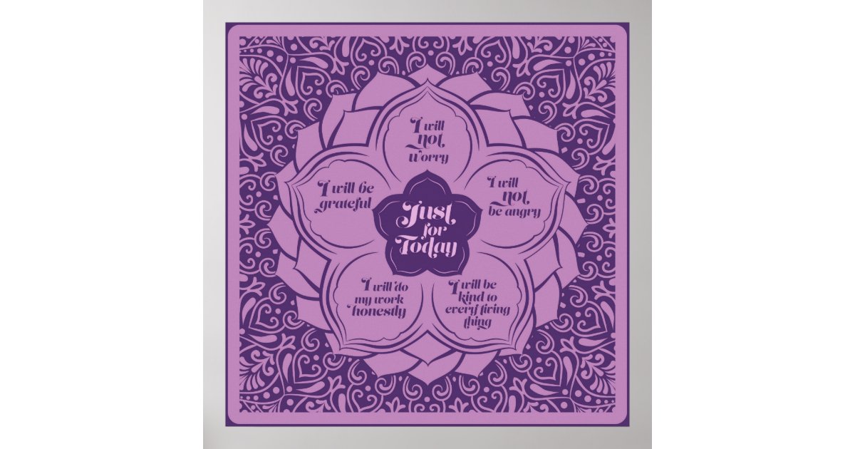 Reiki Principles - Reiki Precepts in Lotus Poster | Zazzle