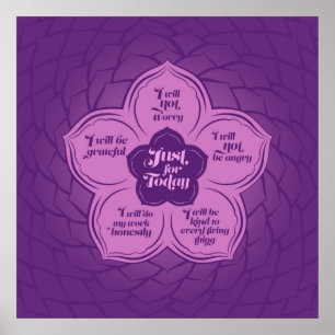 Reiki Principles - Reiki Precepts in Lotus Poster