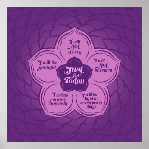 Reiki Principles _ Reiki Precepts in Lotus Poster