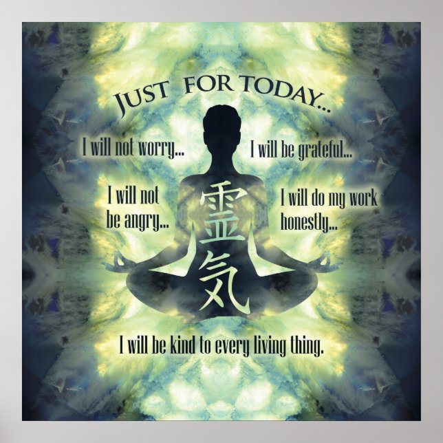 Reiki Principles - Reiki Precepts Poster (Front)