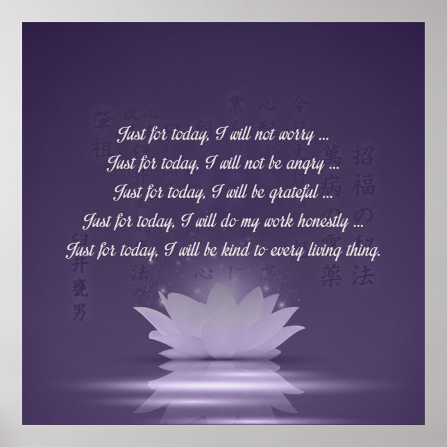 Reiki Principles - Reiki Precepts Poster (Front)