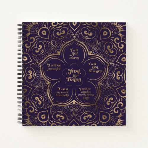 Reiki Principles _ Reiki Precepts Purple and Gold Notebook