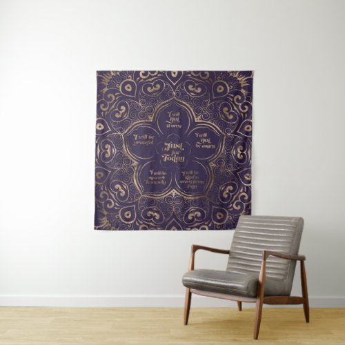Reiki Principles _ Reiki Precepts Purple and Gold Tapestry