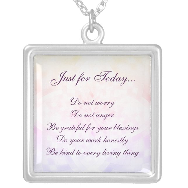 Reiki Principles Silver Plated Necklace (Front)