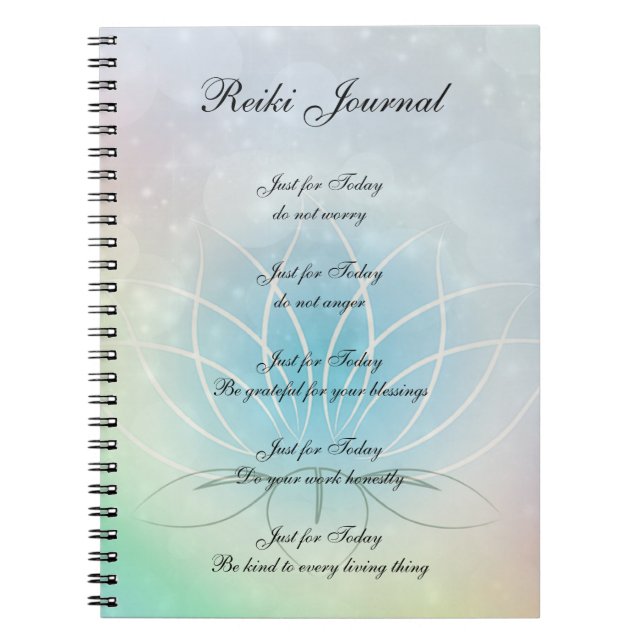 Reiki Principles sparkly Lotus design Notebook (Front)