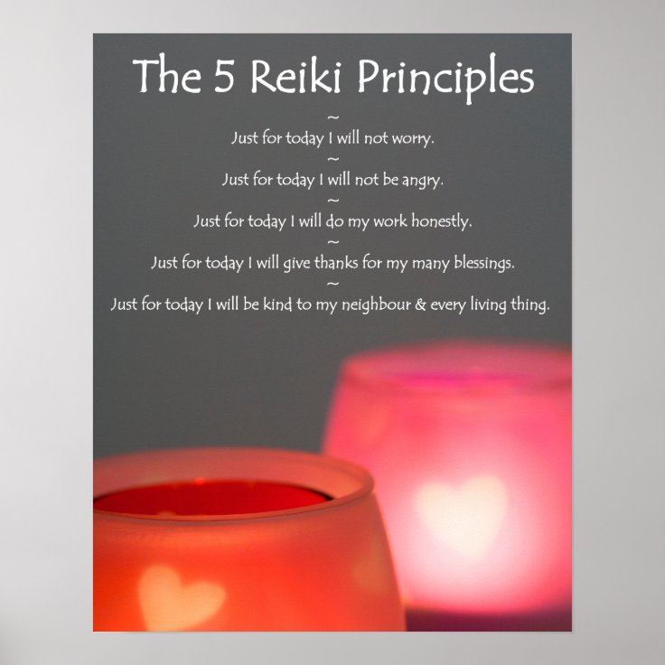 Reiki Principles With Candles Poster | Zazzle