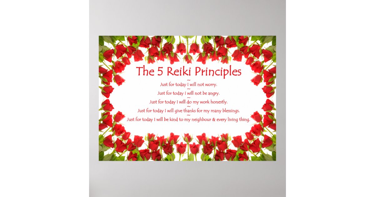 Reiki Principles with Roses Poster | Zazzle