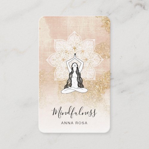  Reiki QR Meditation Pink Woman Mandala Goddess Business Card