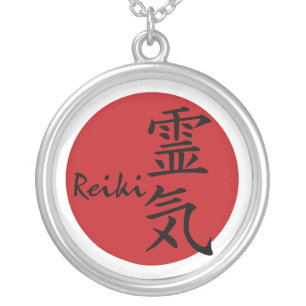 Reiki - red silver plated necklace