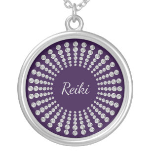 Reiki sparkle silver plated necklace