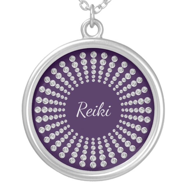 Reiki sparkle silver plated necklace (Front)