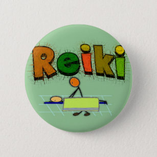 Reiki Stick People Design Gifts Button