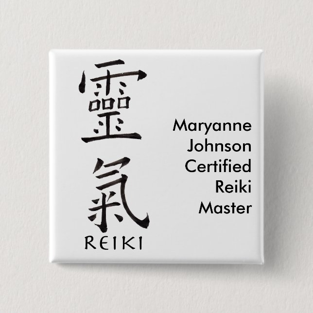 Reiki Symbol in Black Ink Pinback Button (Front)