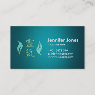 Reiki Symbols and Healing Hands Golden Marble Business Card