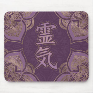 Reiki Symbols - pastel purple and gold Mouse Pad