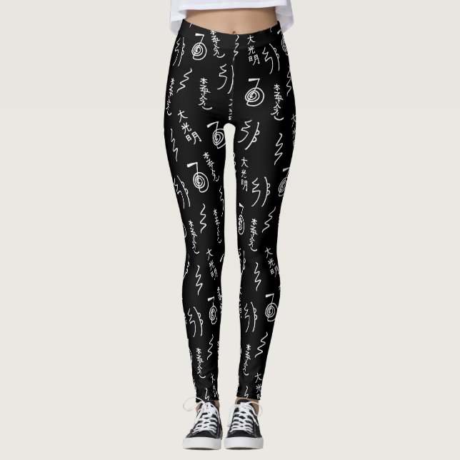 Reiki Symbols Pattern - Reiki Healing Leggings (Front)