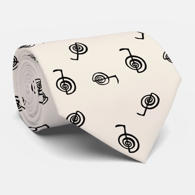 Reiki Symbols Pattern - Reiki Healing Neck Tie (Rolled)