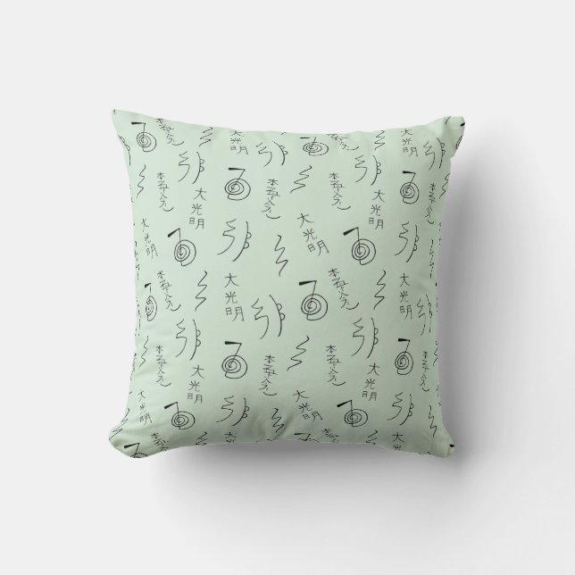 Reiki Symbols Pattern - Reiki Healing Throw Pillow (Front)