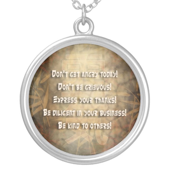 REIKI Usui Principles Silver Plated Necklace (Front)