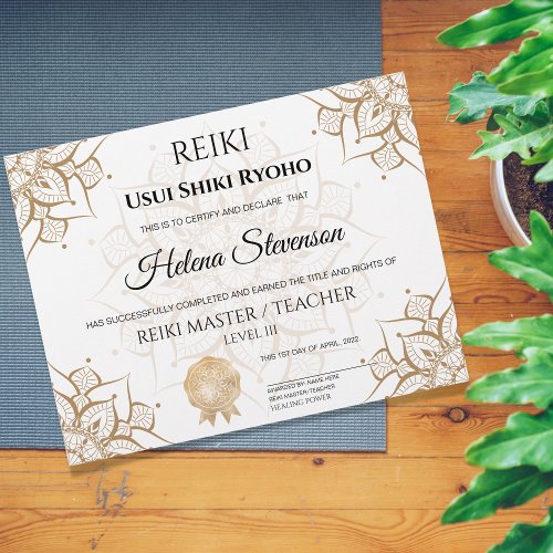 Reiki Yoga Certificate of Completion