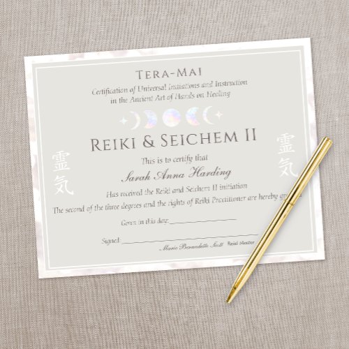 Reiki Yoga Certificate of Completion 