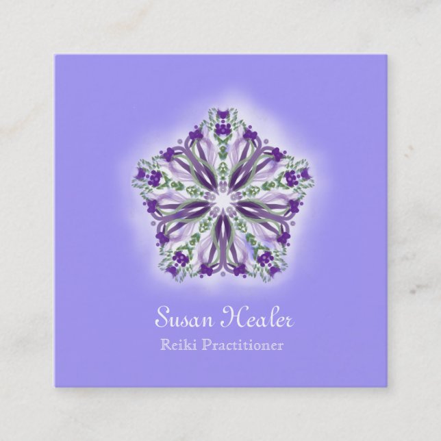 Reiki Yoga Energy Healer Light Filled Square Business Card (Front)