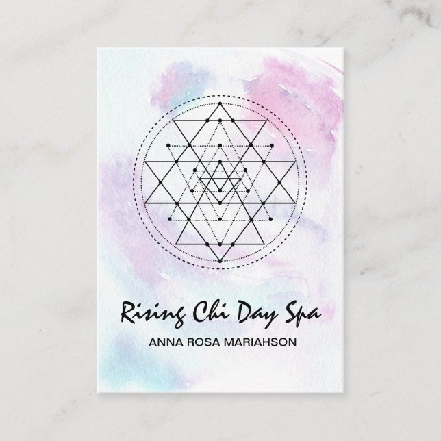*~* Reiki Yoga Massage Pastel Sacred Geometry Business Card (Front)