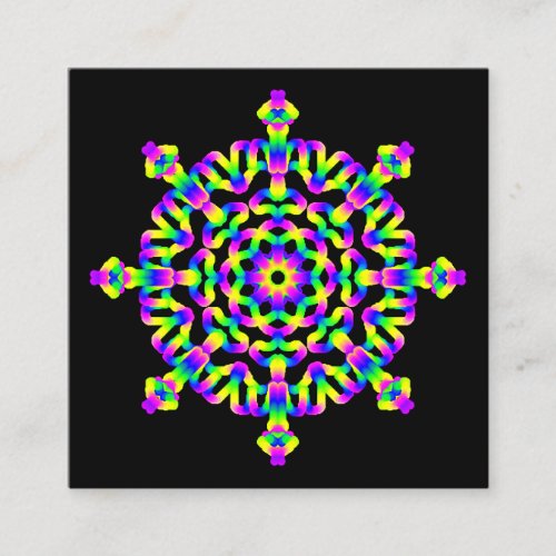  Reiki Yoga Neon Geometric Mandala Healing Arts Square Business Card