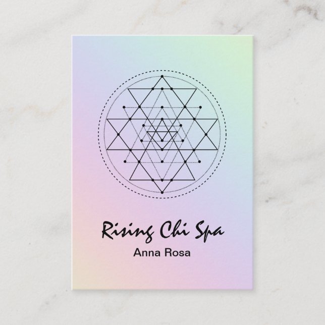 *~* Reiki Yoga Rainbow Pastel  Sacred Geometry Business Card (Front)